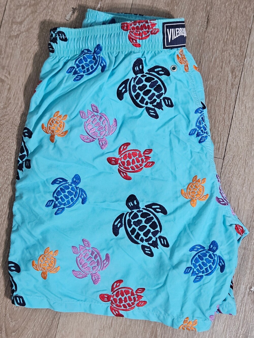 Vilebrequin Moorea Turtle Print Swim Trunks Shorts Blue size XL - Picture 4 of 8